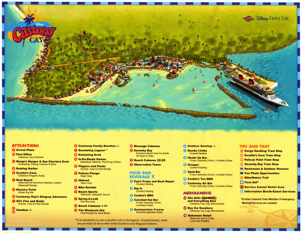Família Itinerante - Disney Cruise Line - Mapa Castaway Cay Bahamas