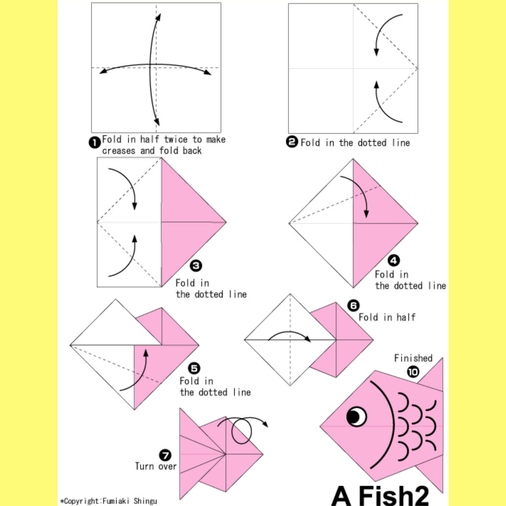 Рыбка из бумаги оригами простая схема для детей